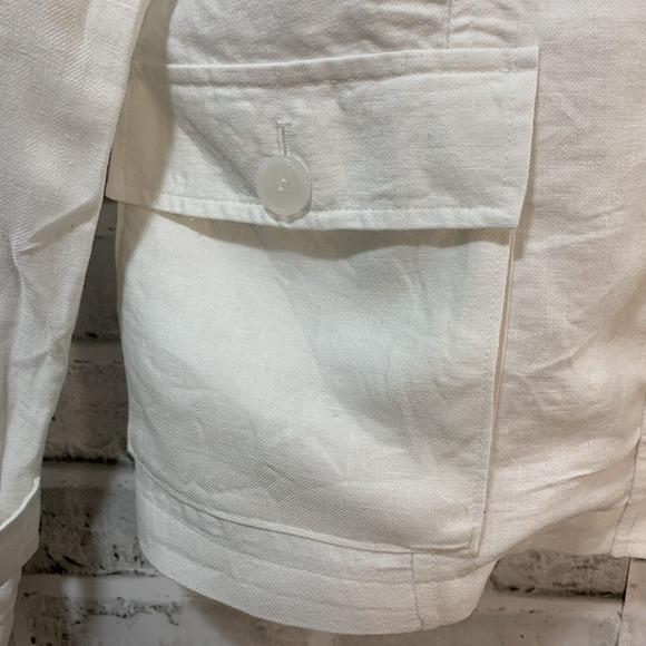 Talbots Women’s Grace Fit 100% Linen Full Zip Jacket w/Optional Hood Sz 14 White - Picture 6 of 16
